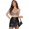 image:imageAvidlove Mesh Top for Women Long Sleeve See Through Shirt Mock Neck Sheer Blouse Clubwear Party XS3XLLight Tan