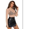 image:imageAvidlove Mesh Top for Women Long Sleeve See Through Shirt Mock Neck Sheer Blouse Clubwear Party XS3XLLight Tan