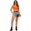 image:imageAvidlove Mesh Top for Women Long Sleeve See Through Shirt Mock Neck Sheer Blouse Clubwear Party XS3XLOrange