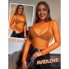 image:imageAvidlove Mesh Top for Women Long Sleeve See Through Shirt Mock Neck Sheer Blouse Clubwear Party XS3XLOrange