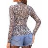 image:imageAvidlove Mesh Top for Women Long Sleeve See Through Shirt Mock Neck Sheer Blouse Clubwear Party XS3XLPat1 Leopard Print