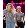 image:imageAvidlove Mesh Top for Women Long Sleeve See Through Shirt Mock Neck Sheer Blouse Clubwear Party XS3XLPat1 Leopard Print
