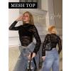 image:imageAvidlove Mesh Top for Women Long Sleeve See Through Shirt Mock Neck Sheer Blouse Clubwear Party XS3XLPat2