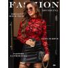 image:imageAvidlove Mesh Top for Women Long Sleeve See Through Shirt Mock Neck Sheer Blouse Clubwear Party XS3XLPat2red