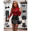 image:imageAvidlove Mesh Top for Women Long Sleeve See Through Shirt Mock Neck Sheer Blouse Clubwear Party XS3XLPat2red