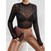 image:imageAvidlove Mesh Top for Women Long Sleeve See Through Shirt Mock Neck Sheer Blouse Clubwear Party XS3XLPat3
