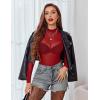 image:imageAvidlove Mesh Top for Women Long Sleeve See Through Shirt Mock Neck Sheer Blouse Clubwear Party XS3XLWine Red