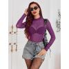 image:imageAvidlove Mesh Top for Women Long Sleeve See Through Shirt Mock Neck Sheer Blouse Clubwear Party XS3XLZpurplerhinestone 