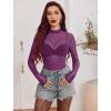 image:imageAvidlove Mesh Top for Women Long Sleeve See Through Shirt Mock Neck Sheer Blouse Clubwear Party XS3XLZpurplerhinestone 