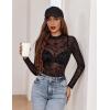 image:imageAvidlove Mesh Top for Women Long Sleeve See Through Shirt Mock Neck Sheer Blouse Clubwear Party XS3XLZw781