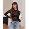 image:imageAvidlove Mesh Top for Women Long Sleeve See Through Shirt Mock Neck Sheer Blouse Clubwear Party XS3XLZw781