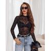 image:imageAvidlove Mesh Top for Women Long Sleeve See Through Shirt Mock Neck Sheer Blouse Clubwear Party XS3XLZw781
