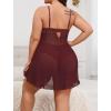 image:imageAvidlove Plus Size Lingerie for Women Sexy Lingerie Dress Lace Babydoll Lingerie VNeck Open Front Strap NightdressA  Dark Red