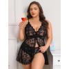 image:imageAvidlove Plus Size Lingerie for Women Sexy Lingerie Dress Lace Babydoll Lingerie VNeck Open Front Strap NightdressBlack Heart
