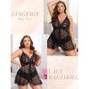 image:imageAvidlove Plus Size Lingerie for Women Sexy Lingerie Dress Lace Babydoll Lingerie VNeck Open Front Strap NightdressBlack Heart