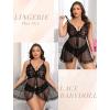 image:imageAvidlove Plus Size Lingerie for Women Sexy Lingerie Dress Lace Babydoll Lingerie VNeck Open Front Strap NightdressBlack Polka Dots