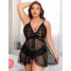 image:imageAvidlove Plus Size Lingerie for Women Sexy Lingerie Dress Lace Babydoll Lingerie VNeck Open Front Strap NightdressBlack Polka Dots