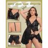 image:imageAvidlove Plus Size Lingerie for Women Sexy Lingerie Dress Lace Babydoll Lingerie VNeck Open Front Strap NightdressBlack Star