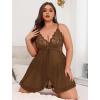 image:imageAvidlove Plus Size Lingerie for Women Sexy Lingerie Dress Lace Babydoll Lingerie VNeck Open Front Strap NightdressBrown
