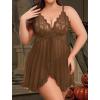 image:imageAvidlove Plus Size Lingerie for Women Sexy Lingerie Dress Lace Babydoll Lingerie VNeck Open Front Strap NightdressBrown