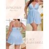 image:imageAvidlove Plus Size Lingerie for Women Sexy Lingerie Dress Lace Babydoll Lingerie VNeck Open Front Strap NightdressLight Blue