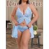 image:imageAvidlove Plus Size Lingerie for Women Sexy Lingerie Dress Lace Babydoll Lingerie VNeck Open Front Strap NightdressLight Blue