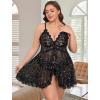 image:imageAvidlove Plus Size Lingerie for Women Sexy Lingerie Dress Lace Babydoll Lingerie VNeck Open Front Strap NightdressStar Print