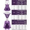 image:imageAvidlove Sexy 3 Piece Lingerie Set Mesh Strap Babydoll and Lace Kimono Robe with Lace ThongLavender