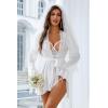 image:imageAvidlove Sexy 3 Piece Lingerie Set Mesh Strap Babydoll and Lace Kimono Robe with Lace ThongWhite