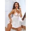 image:imageAvidlove Sexy 3 Piece Lingerie Set Mesh Strap Babydoll and Lace Kimono Robe with Lace ThongWhite
