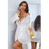 image:imageAvidlove Sexy 3 Piece Lingerie Set Mesh Strap Babydoll and Lace Kimono Robe with Lace ThongWhite