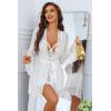 image:imageAvidlove Sexy 3 Piece Lingerie Set Mesh Strap Babydoll and Lace Kimono Robe with Lace ThongWhite