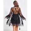 image:imageAvidlove Sexy Cowl Neck Backless Women Lingerie Set Satin Nightgowns with Lace Robe Sleepwear 2 PieceBlack