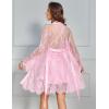 image:imageAvidlove Sexy Cowl Neck Backless Women Lingerie Set Satin Nightgowns with Lace Robe Sleepwear 2 PiecePink