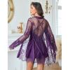 image:imageAvidlove Sexy Cowl Neck Backless Women Lingerie Set Satin Nightgowns with Lace Robe Sleepwear 2 PiecePurple