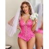 image:imageAvidlove Sexy Floral Print Corset Ruffle Lace Up Lingerie for Women Criss Cross Teddy Mini BodysuitLeopard An268