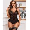 image:imageAvidlove Sexy Floral Print Corset Ruffle Lace Up Lingerie for Women Criss Cross Teddy Mini BodysuitLeopard An59