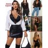 image:imageAvidlove Sexy Lingerie for Women Deep V Teddy Sheer Lace Bodysuit Snap Crotch One Piece BabydollAblack