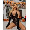 image:imageAvidlove Sexy Lingerie for Women Deep V Teddy Sheer Lace Bodysuit Snap Crotch One Piece BabydollAblack