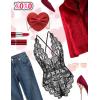 image:imageAvidlove Sexy Lingerie for Women Deep V Teddy Sheer Lace Bodysuit Snap Crotch One Piece BabydollAblack