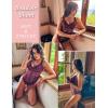image:imageAvidlove Sexy Lingerie for Women Deep V Teddy Sheer Lace Bodysuit Snap Crotch One Piece BabydollBblackred