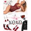 image:imageAvidlove Sexy Lingerie for Women Deep V Teddy Sheer Lace Bodysuit Snap Crotch One Piece BabydollBblackred