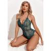 image:imageAvidlove Sexy Lingerie for Women Deep V Teddy Sheer Lace Bodysuit Snap Crotch One Piece BabydollBlackblue Green