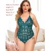 image:imageAvidlove Sexy Lingerie for Women Deep V Teddy Sheer Lace Bodysuit Snap Crotch One Piece BabydollBlue Green