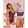image:imageAvidlove Sexy Lingerie for Women Deep V Teddy Sheer Lace Bodysuit Snap Crotch One Piece BabydollBurgundy Red