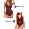 image:imageAvidlove Sexy Lingerie for Women Deep V Teddy Sheer Lace Bodysuit Snap Crotch One Piece BabydollBurgundy Red