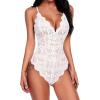 image:imageAvidlove Sexy Lingerie for Women Deep V Teddy Sheer Lace Bodysuit Snap Crotch One Piece BabydollBwhite