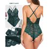 image:imageAvidlove Sexy Lingerie for Women Deep V Teddy Sheer Lace Bodysuit Snap Crotch One Piece BabydollDark Green