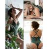image:imageAvidlove Sexy Lingerie for Women Deep V Teddy Sheer Lace Bodysuit Snap Crotch One Piece BabydollDark Green
