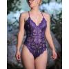 image:imageAvidlove Sexy Lingerie for Women Deep V Teddy Sheer Lace Bodysuit Snap Crotch One Piece BabydollDark Purple
